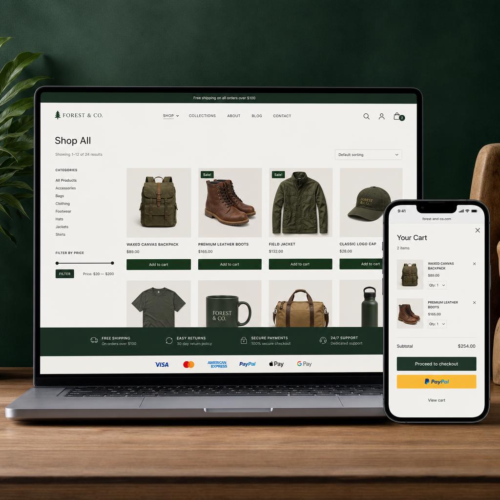 Ecommerce website on multiple devices
