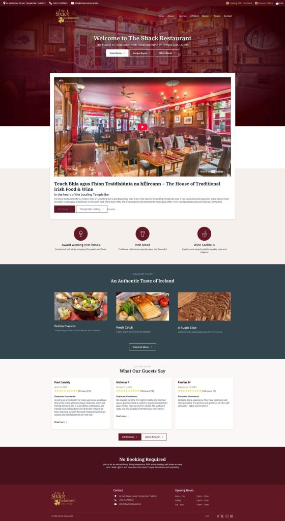 Shack Restaurant Website Design