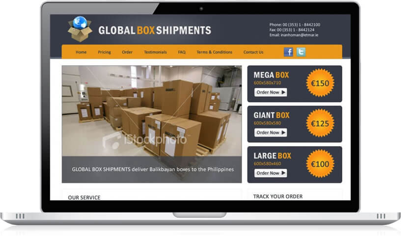 Global Box Shipments Website Design